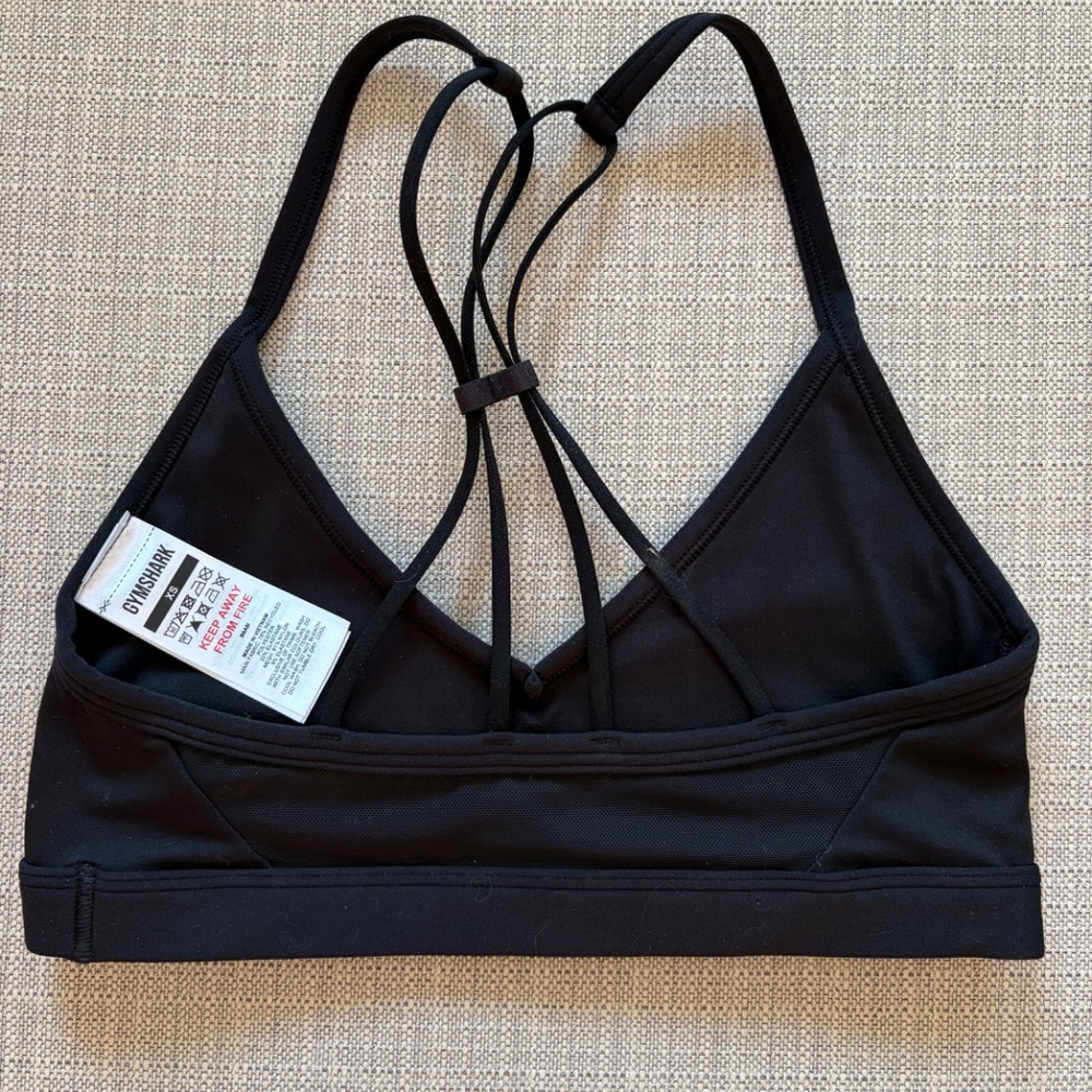 Gymshark Black Ruched Strappy Sports Bra XS. - Picture 3 of 7